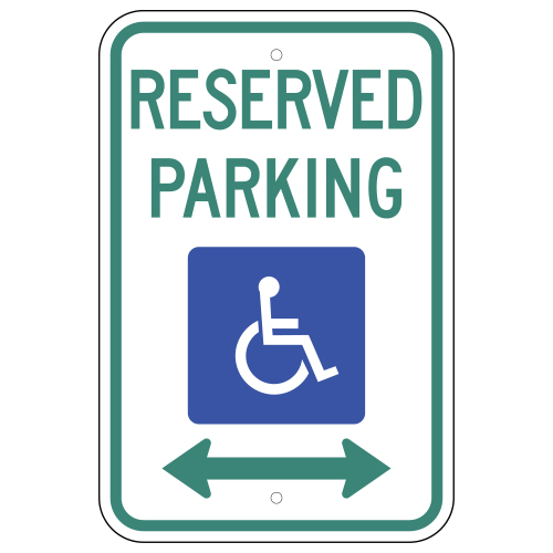 Reserved Parking with Wheelchair Symbol & Double Arrow