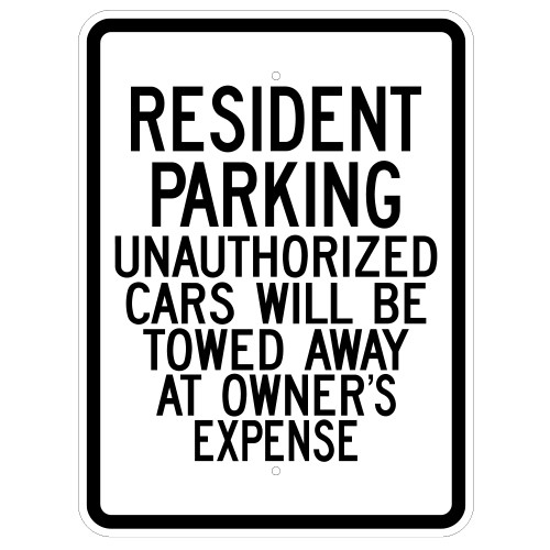 Resident Parking Tow Away Zone