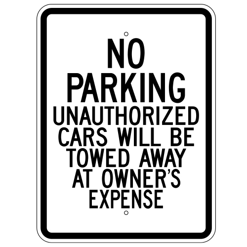 No Parking Unauthorized Cars Towed Away